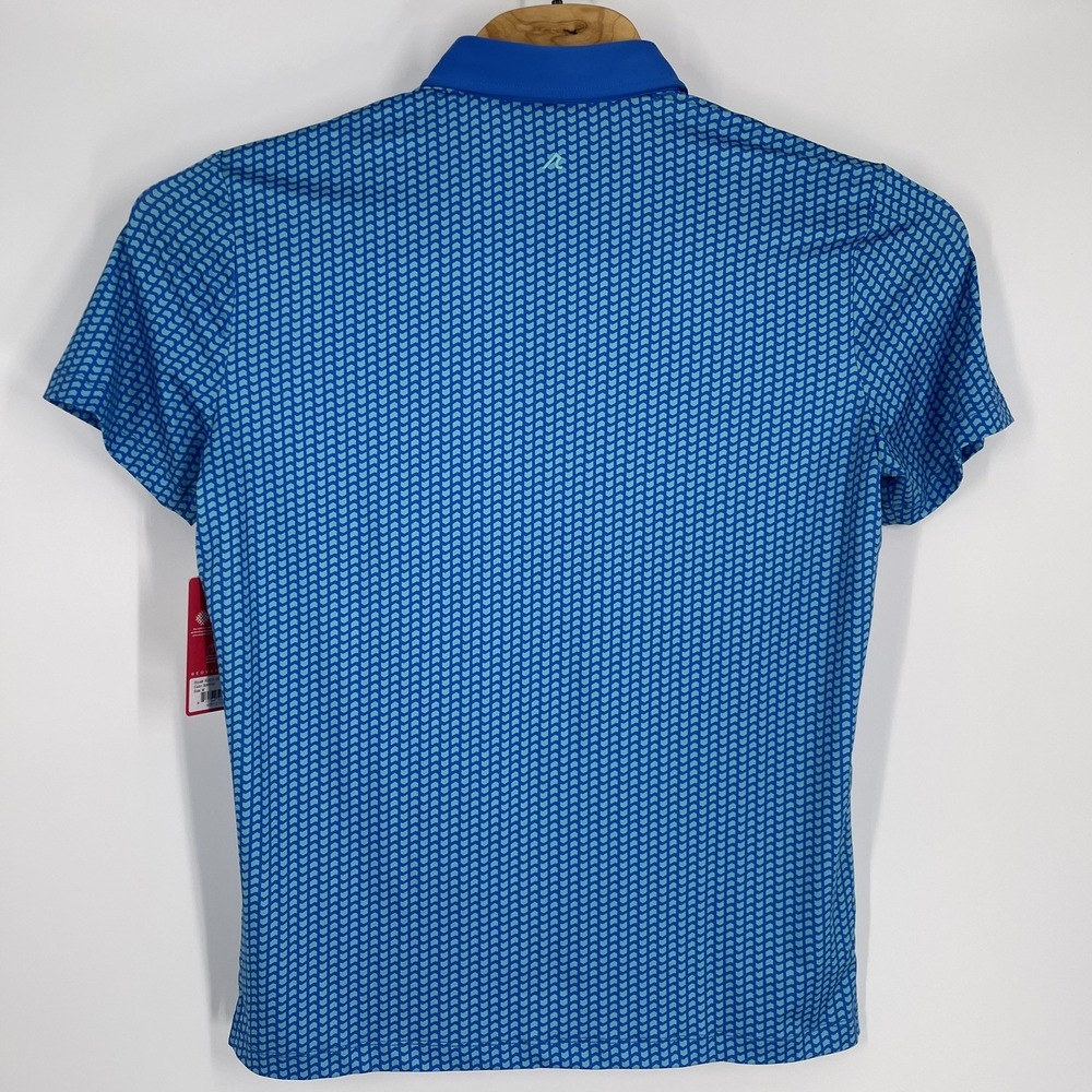 Redvanly Mens Blue Geometric Chevron PUREpoly Golf Polo Shirt Size XL - Picture 8 of 14